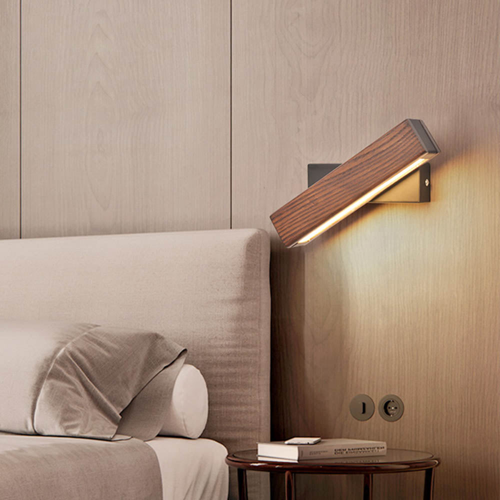 Minimalist Rotatable Wooden LED Wall Lamp for Bedroom