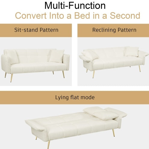 70" Velvet Futon Sofa Bed