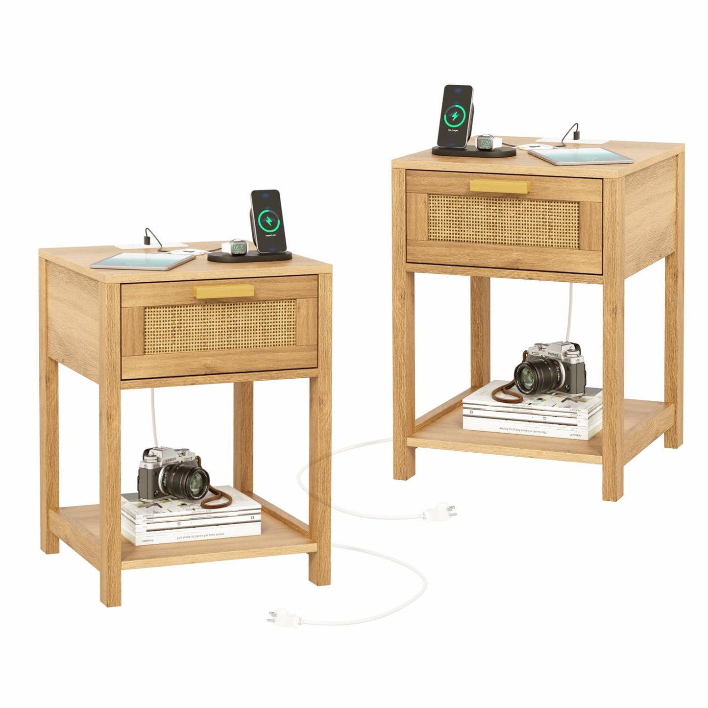 Rattan Nightstand Set of 2