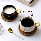Nordic Marble Ceramic Mug & Saucer