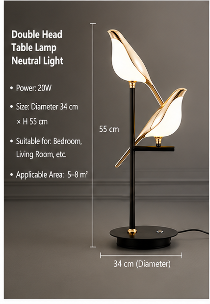 Double Head Table Lamp - Neutral Light