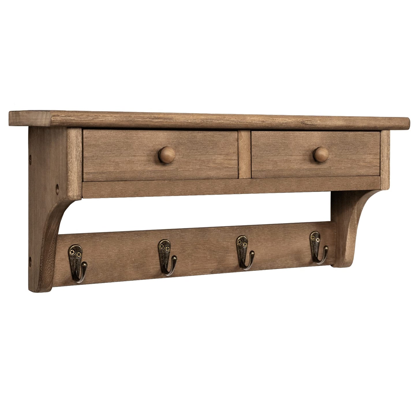 Rustic Wood Coat Rack with Shelf