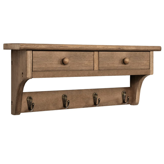 Rustic Wood Coat Rack with Shelf