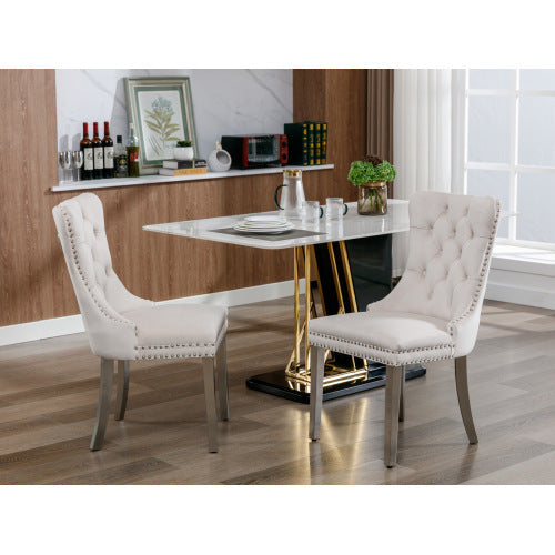 Tufted Velvet Dining Chair Set of 2
