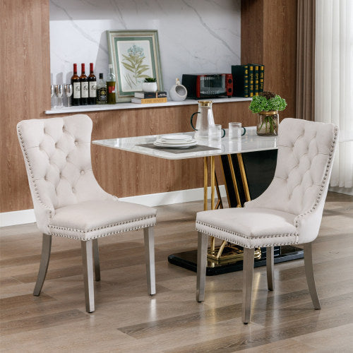 Tufted Velvet Dining Chair Set of 2
